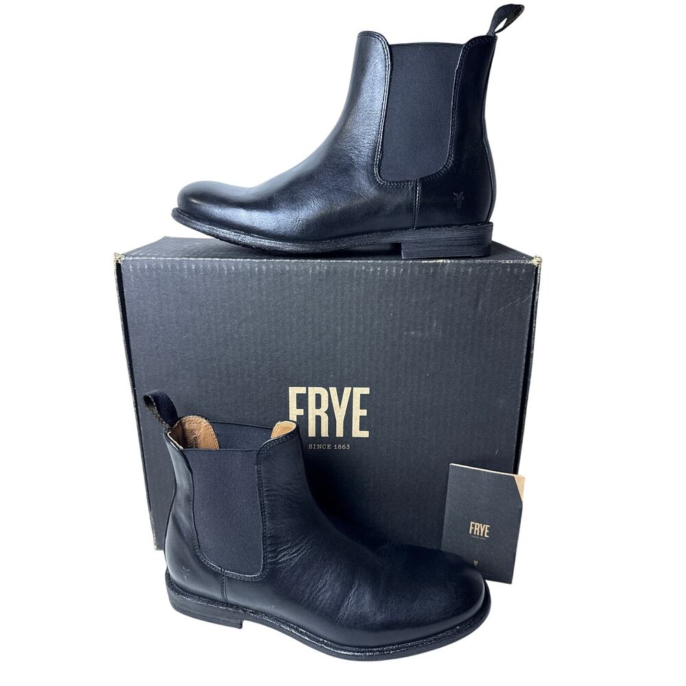 Frye Chelsea Boots Tyler Men's 8D Black Leather Pull On Elastic Gore Round Toe